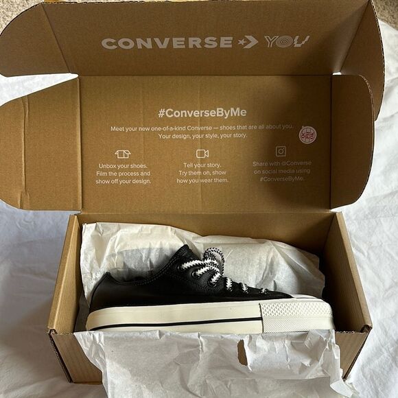 Converse Black Sneakers with White Rubber Toe Cap and Laces - Picture 8 of 8